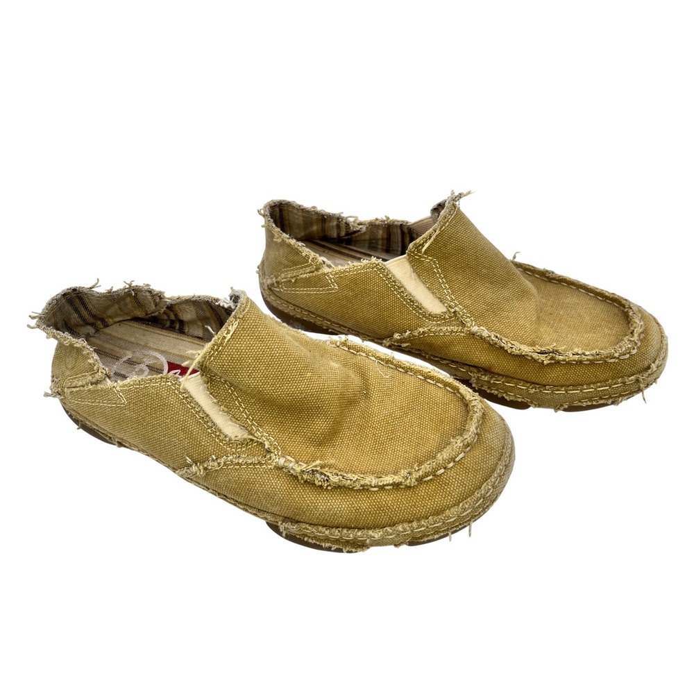 Tony Lama Lindale Loafer Slip On Shoes Women's Size 7.5 B Tan Canvas RR3025L